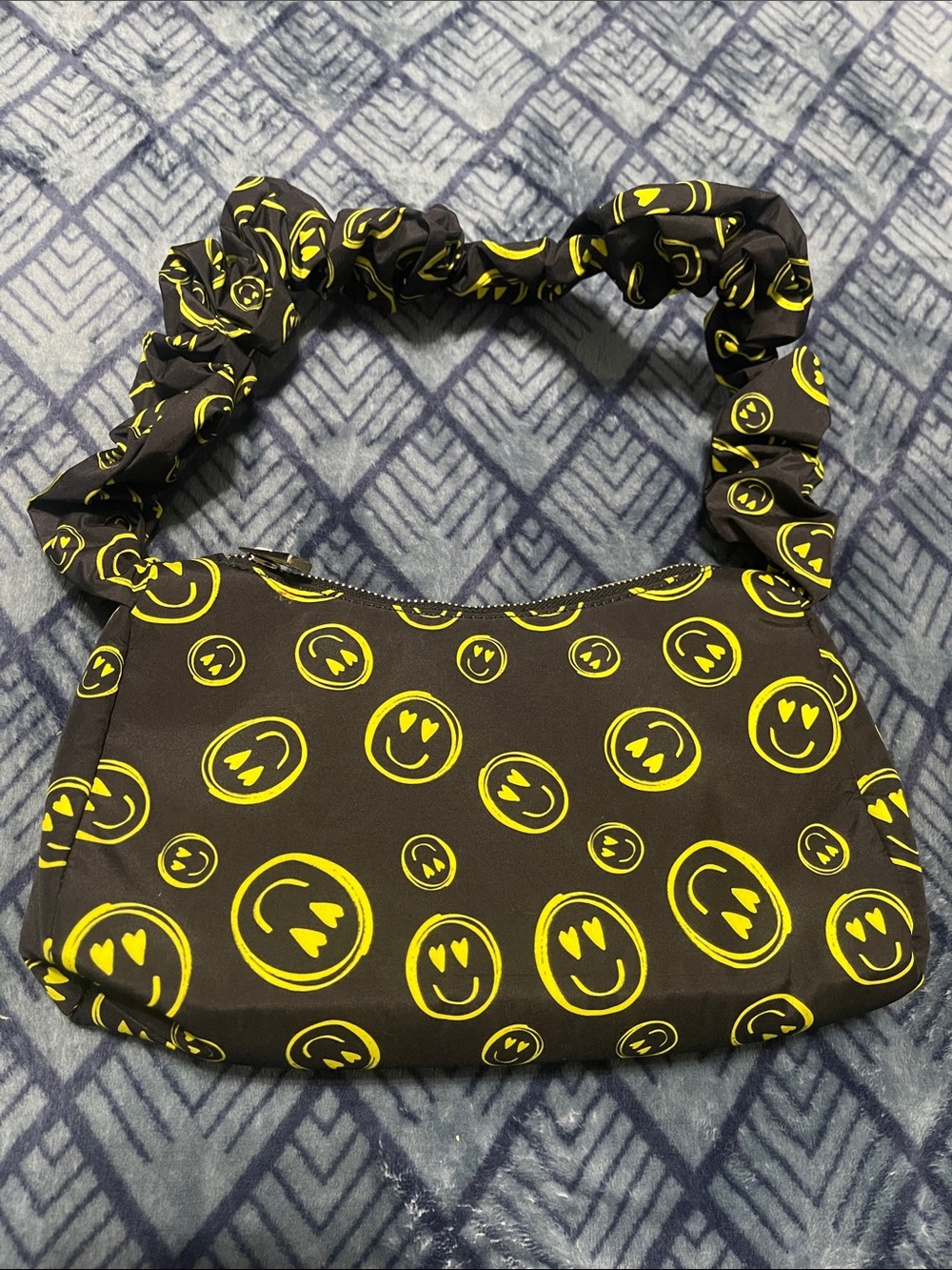 ASOS Black Shoulder Bag with Yellow Smile Print